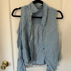 blue cotton influenced jean button down in size small